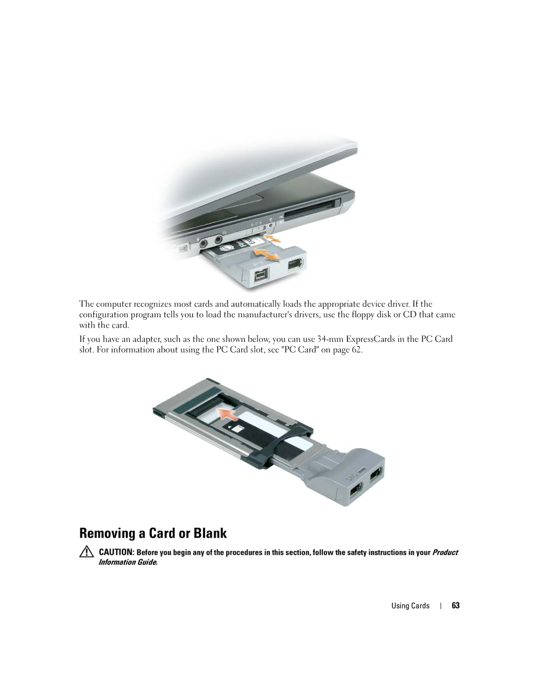 Dell TX453 manual Removing a Card or Blank 