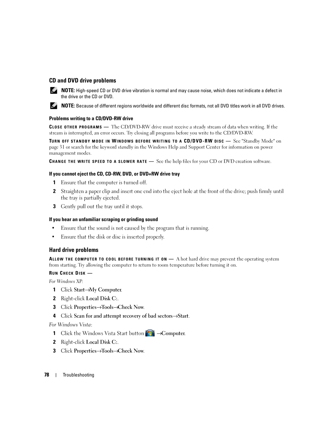 Dell TX453 CD and DVD drive problems, Hard drive problems, Problems writing to a CD/DVD-RW drive, Right-click Local Disk C 