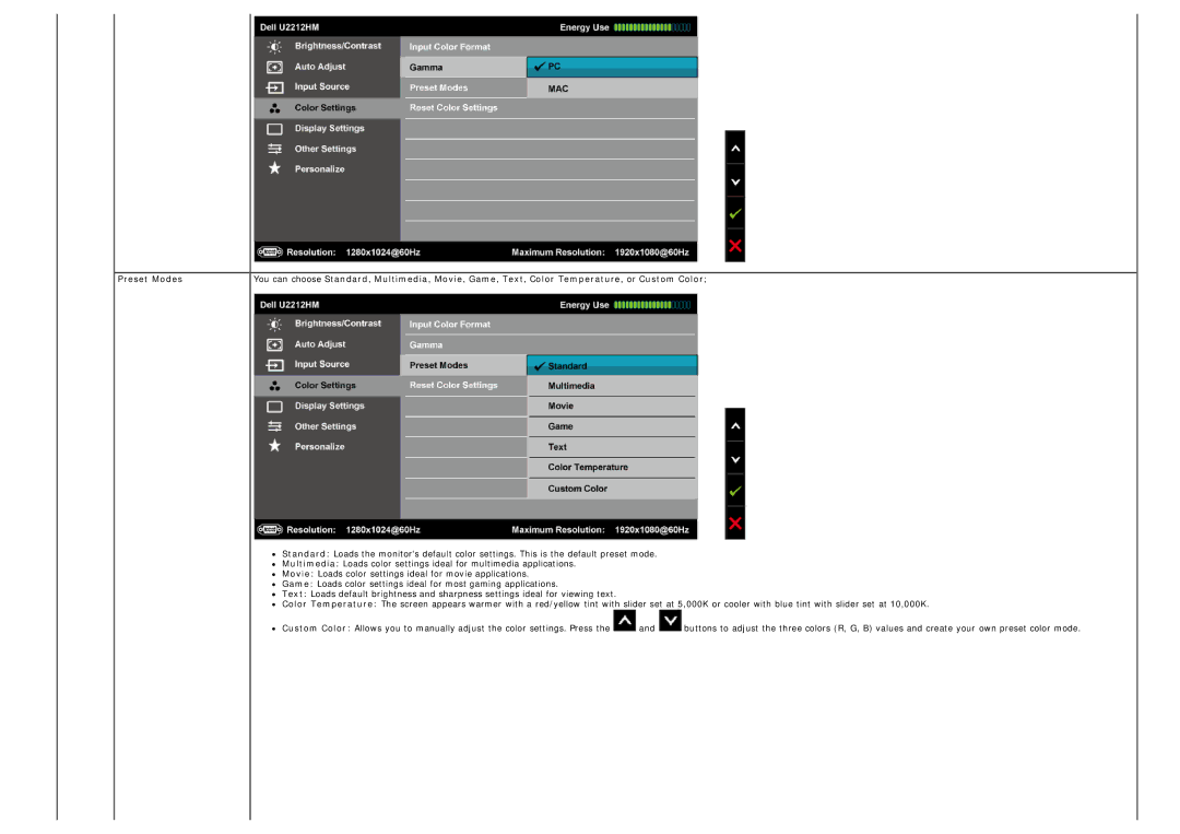 Dell U2212hm manual 