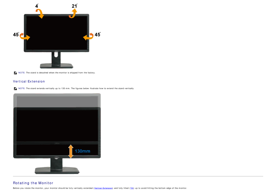 Dell U2212hm manual Rotating the Monitor 