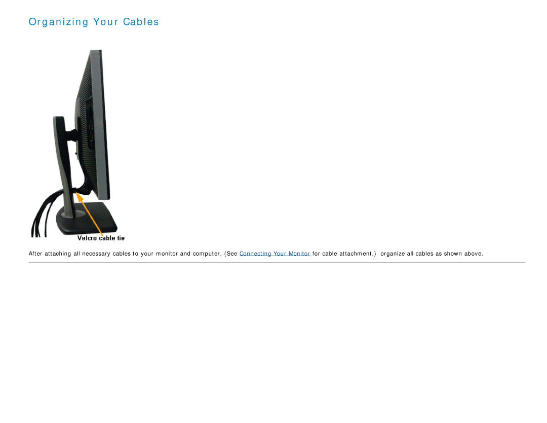 Dell U2413 manual Organizing Your Cables 