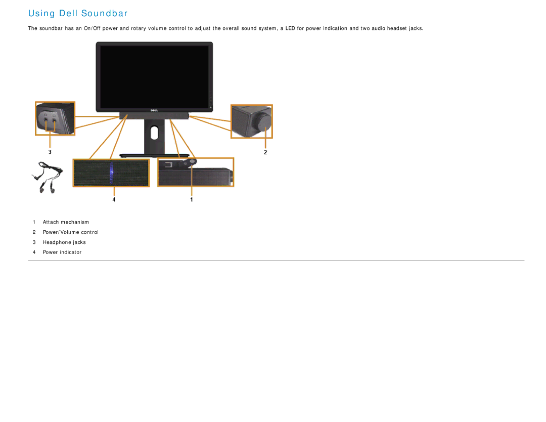 Dell U2413 manual Using Dell Soundbar 