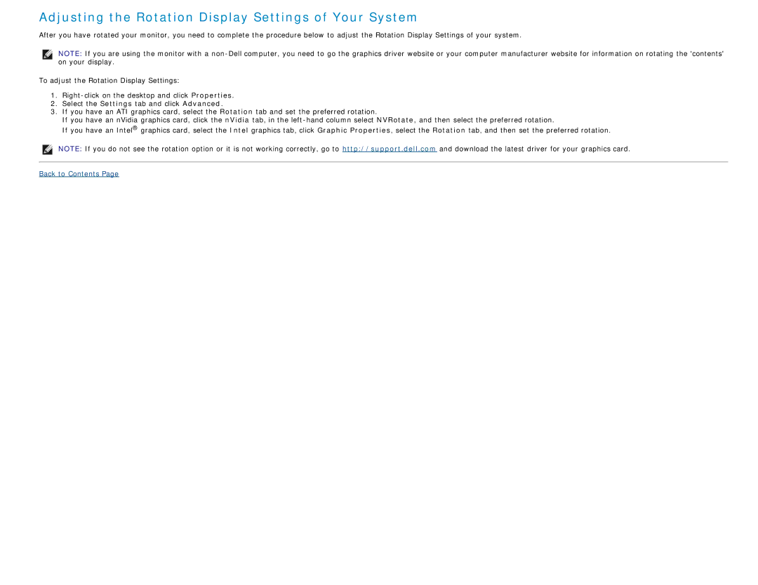 Dell U2413 manual Adjusting the Rotation Display Settings of Your System 