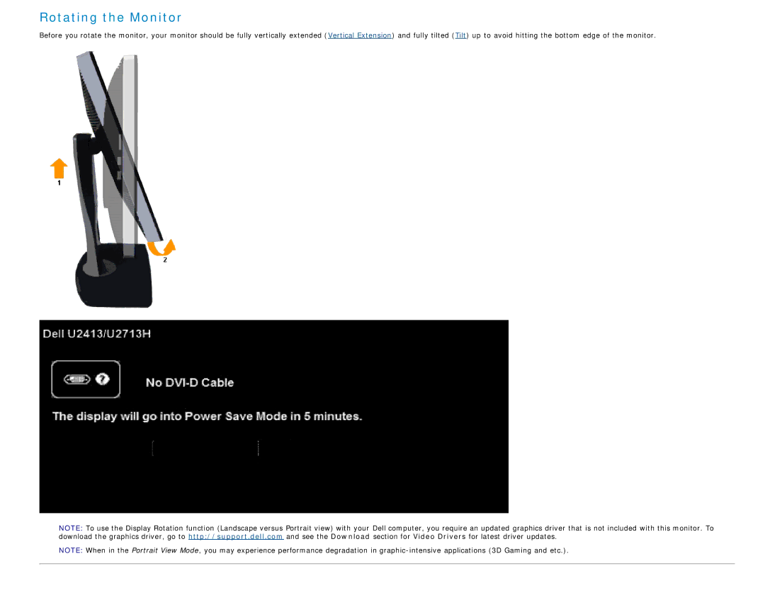 Dell U2713H manual Rotating the Monitor 