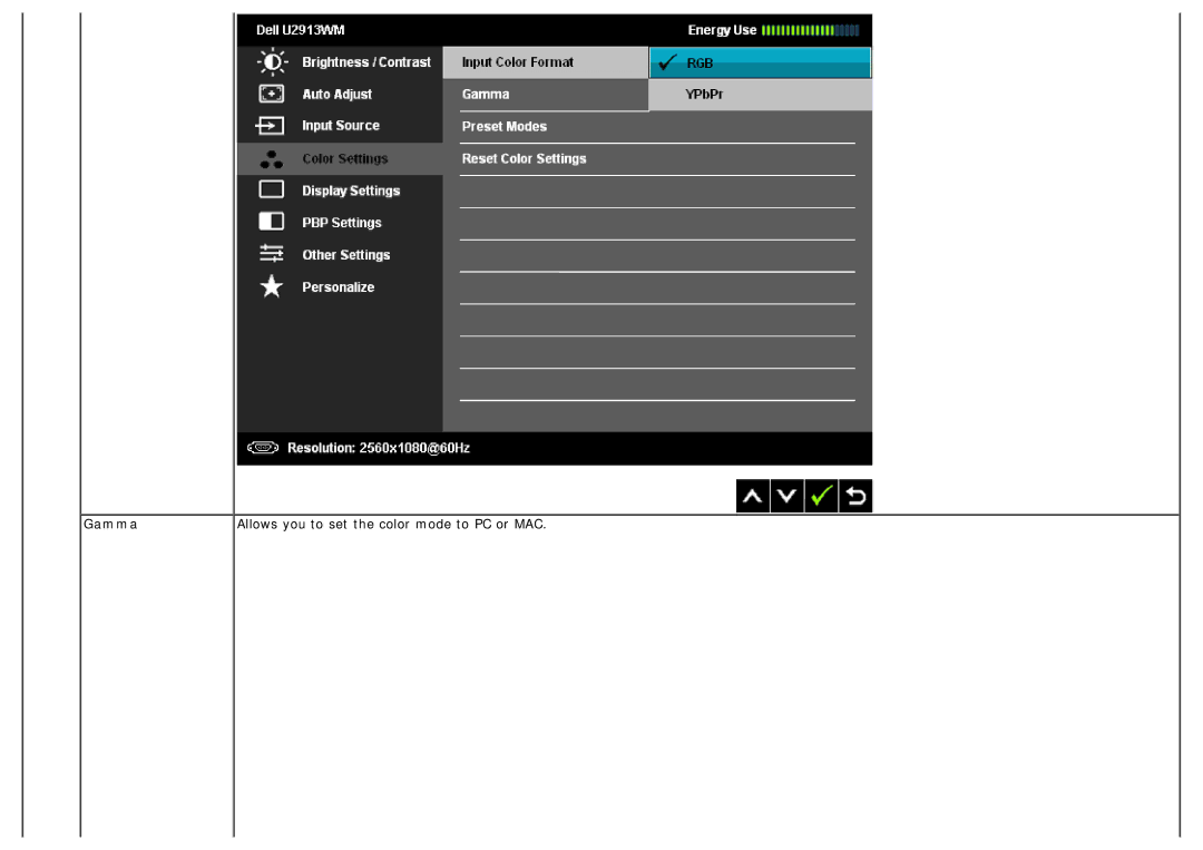 Dell U2913WM manual Gamma 