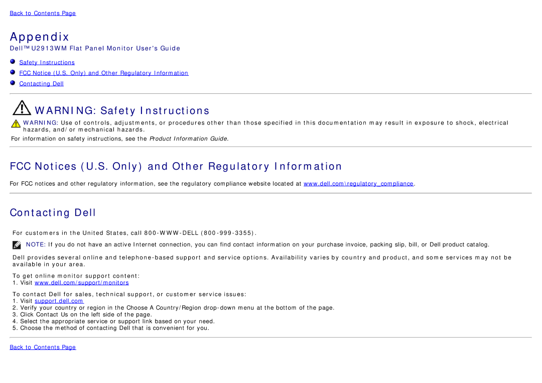 Dell U2913WM manual Appendix 