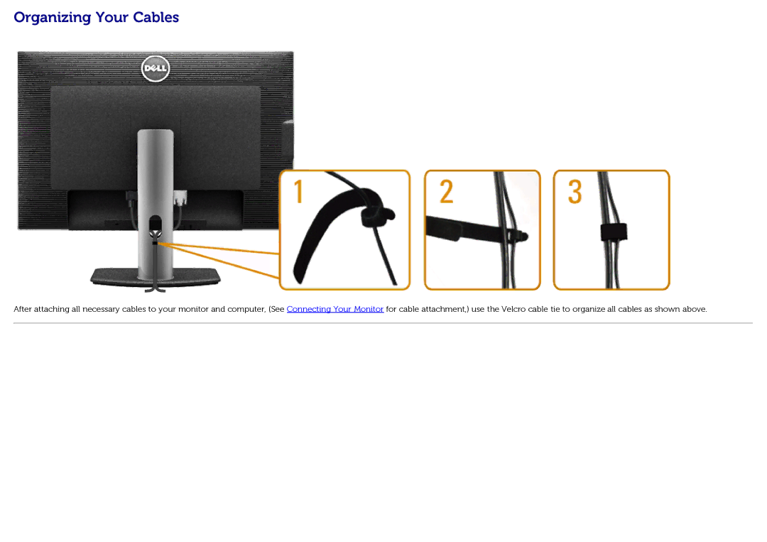 Dell U3014t manual Organizing Your Cables 