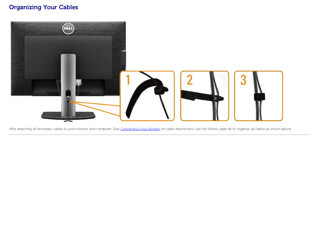 Dell U3014 manual Organizing Your Cables 