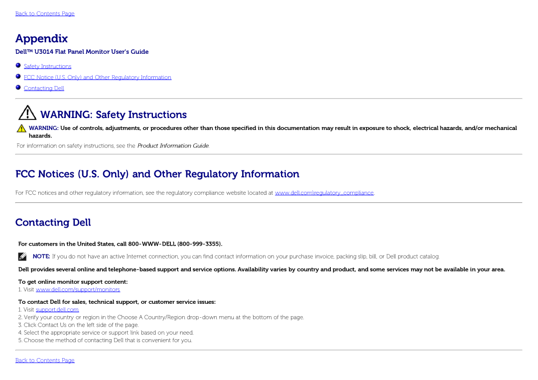 Dell U3014 manual Appendix 
