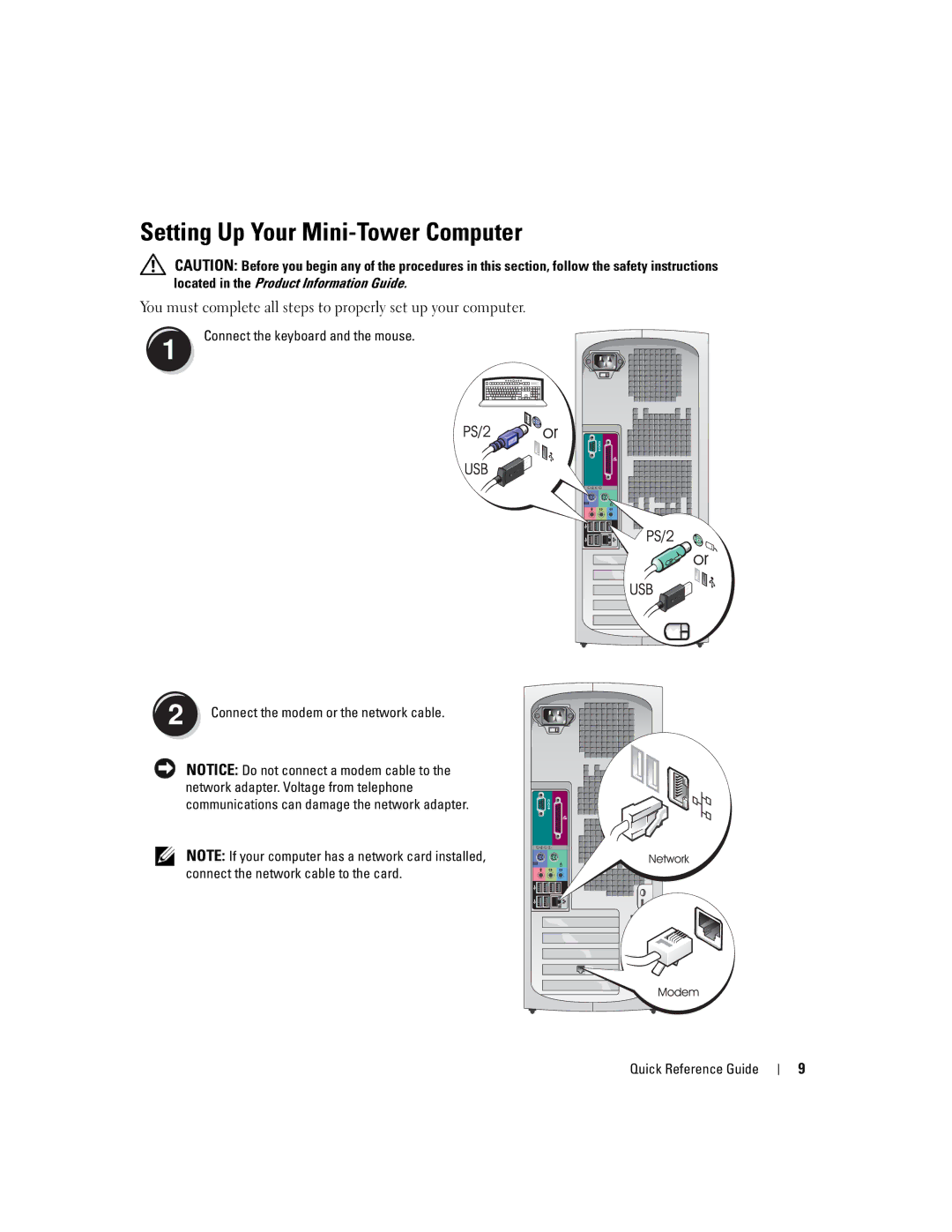 Dell U3525 manual Setting Up Your Mini-Tower Computer, Located in the Product Information Guide 