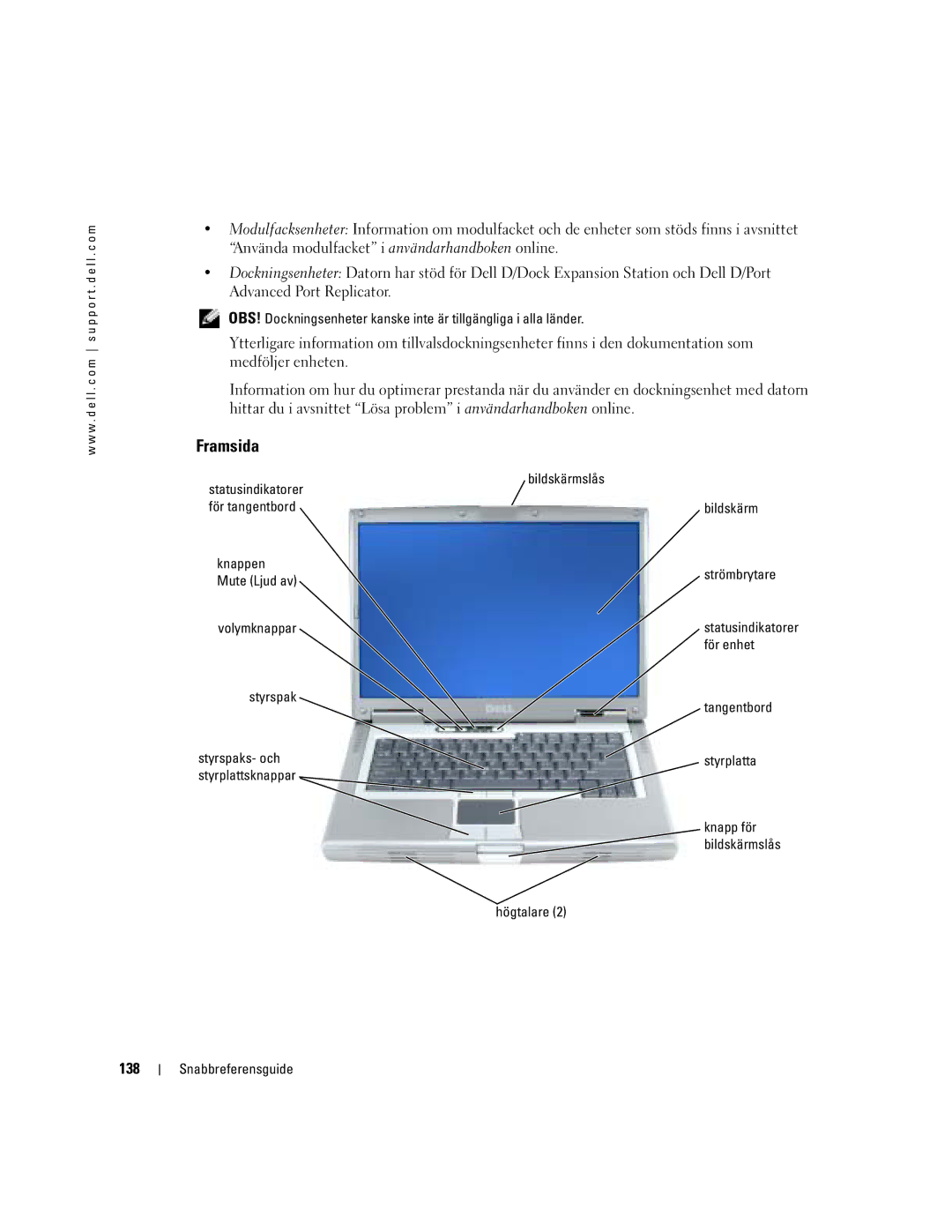 Dell U4803 manual Framsida, 138 