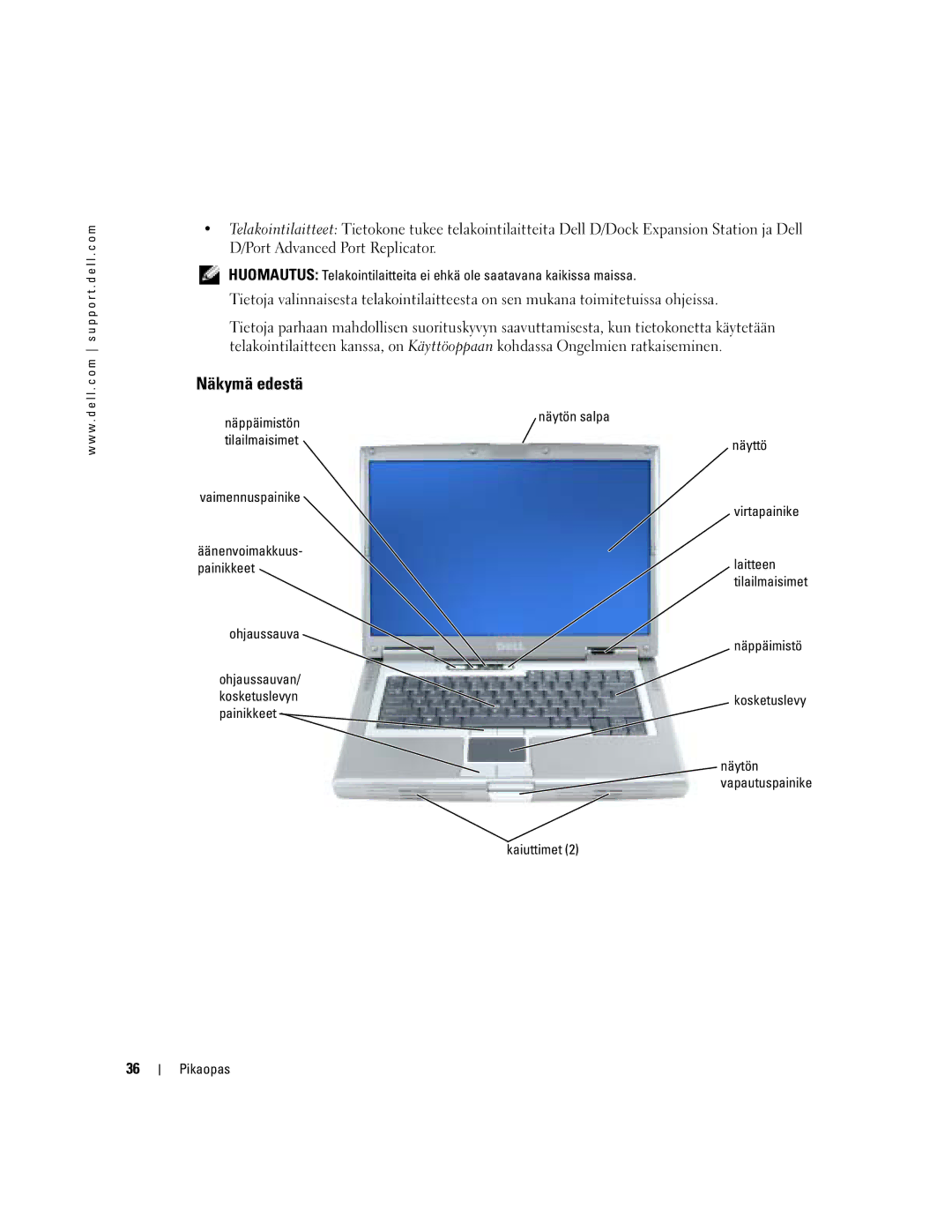 Dell U4803 manual Näkymä edestä, Kaiuttimet Pikaopas 