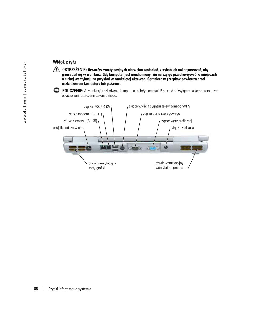 Dell U4803 manual Czujnik podczerwieni, Otwór wentylacyjny Karty grafiki 