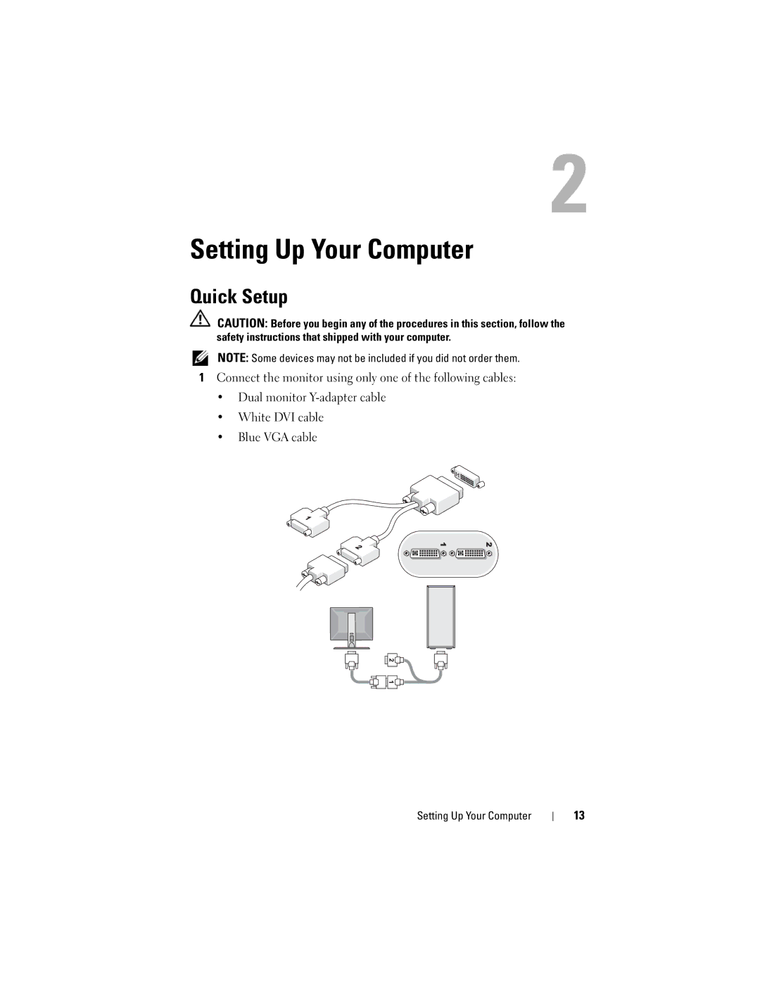 Dell U719F specifications Setting Up Your Computer, Quick Setup 