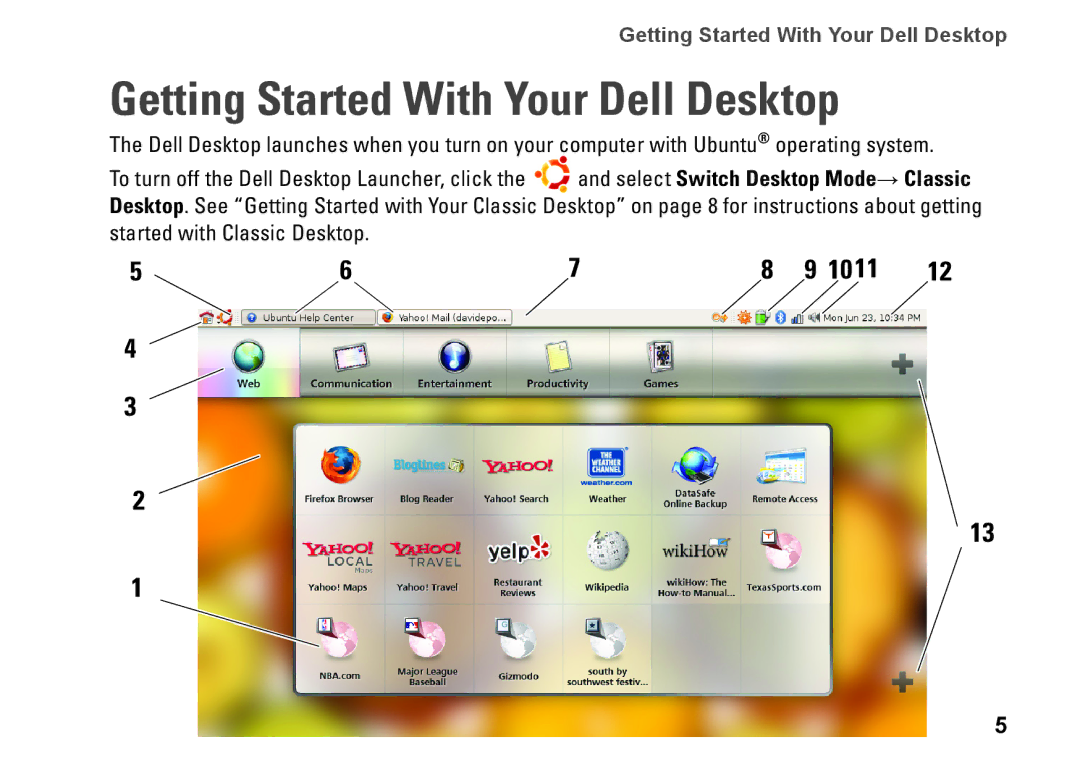 Dell ubuntu quick start Getting Started With Your Dell Desktop, 1011 