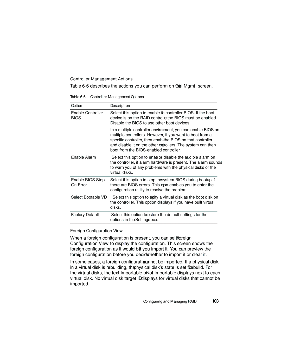 Dell UCC-60, UCP-61, UCP-60 manual Foreign Configuration View, 103 