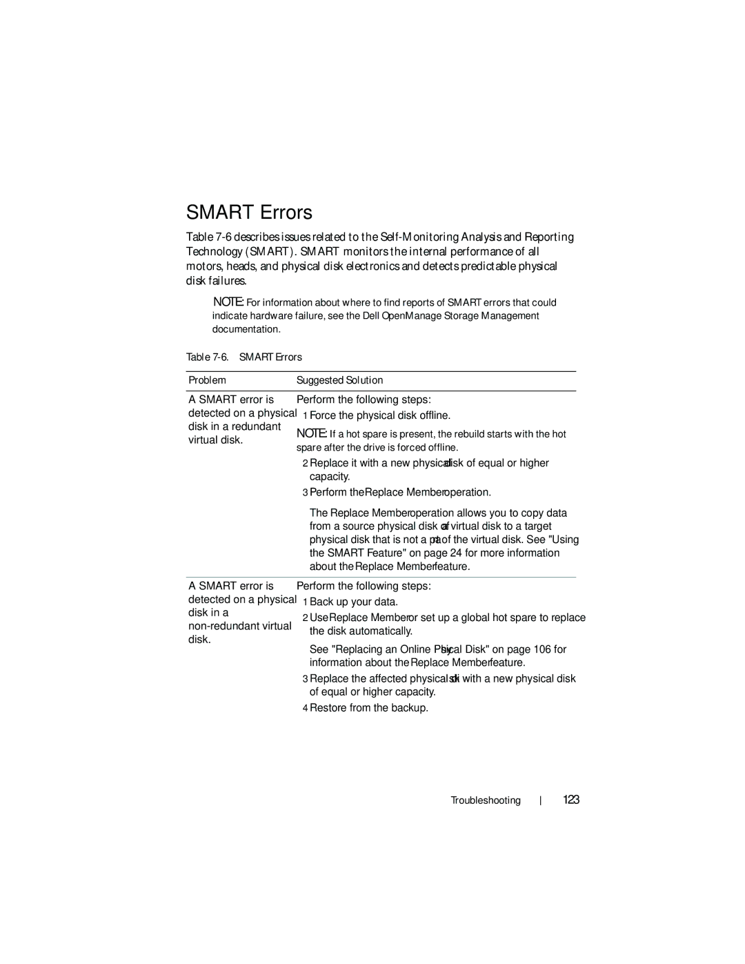 Dell UCP-61, UCC-60, UCP-60 manual Smart Errors, 123 