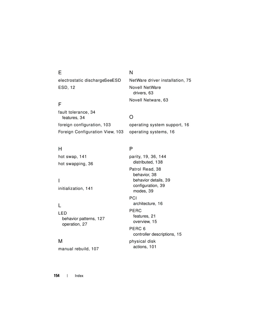 Dell UCC-60, UCP-61, UCP-60 manual Led, Controller descriptions Physical disk actions 154 