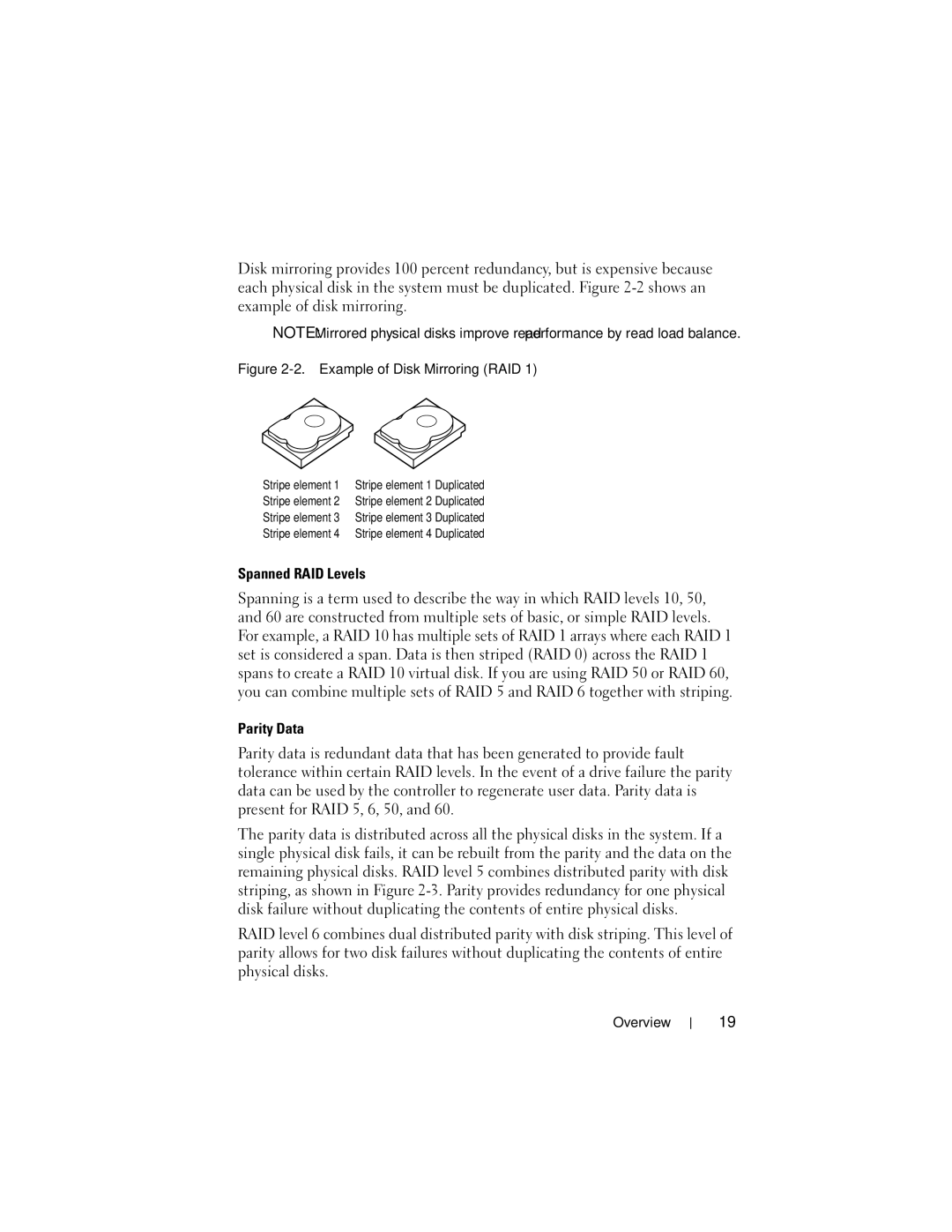 Dell UCC-60, UCP-61, UCP-60 manual Spanned RAID Levels, Example of Disk Mirroring RAID 