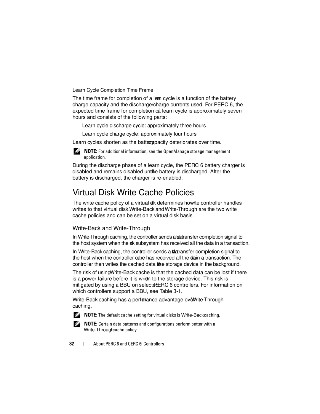 Dell UCP-60, UCP-61, UCC-60 manual Virtual Disk Write Cache Policies, Write-Back and Write-Through 