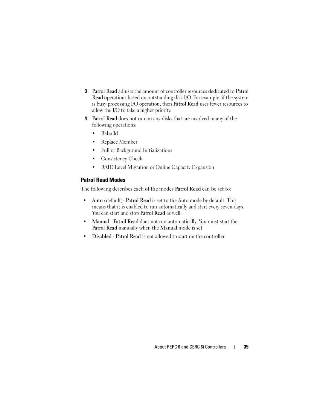 Dell UCP-61, UCC-60, UCP-60 manual Patrol Read Modes 