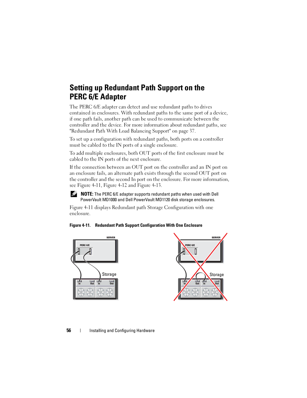 Dell UCP-60, UCP-61, UCC-60 manual Setting up Redundant Path Support on the Perc 6/E Adapter 