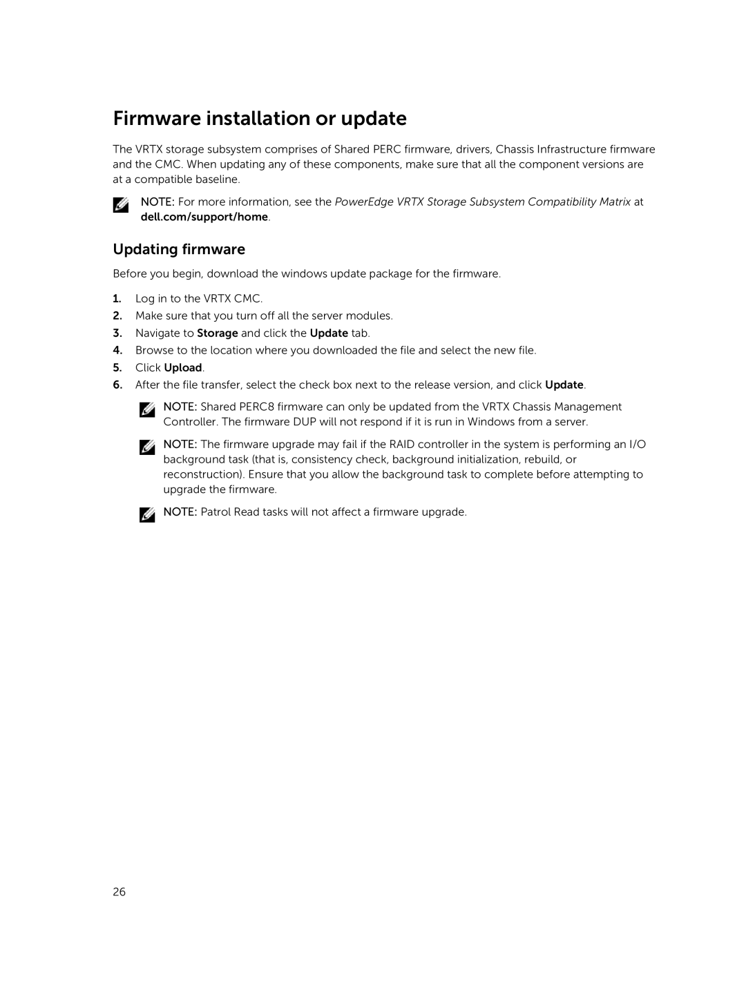 Dell UCPM-800 manual Firmware installation or update, Updating firmware 