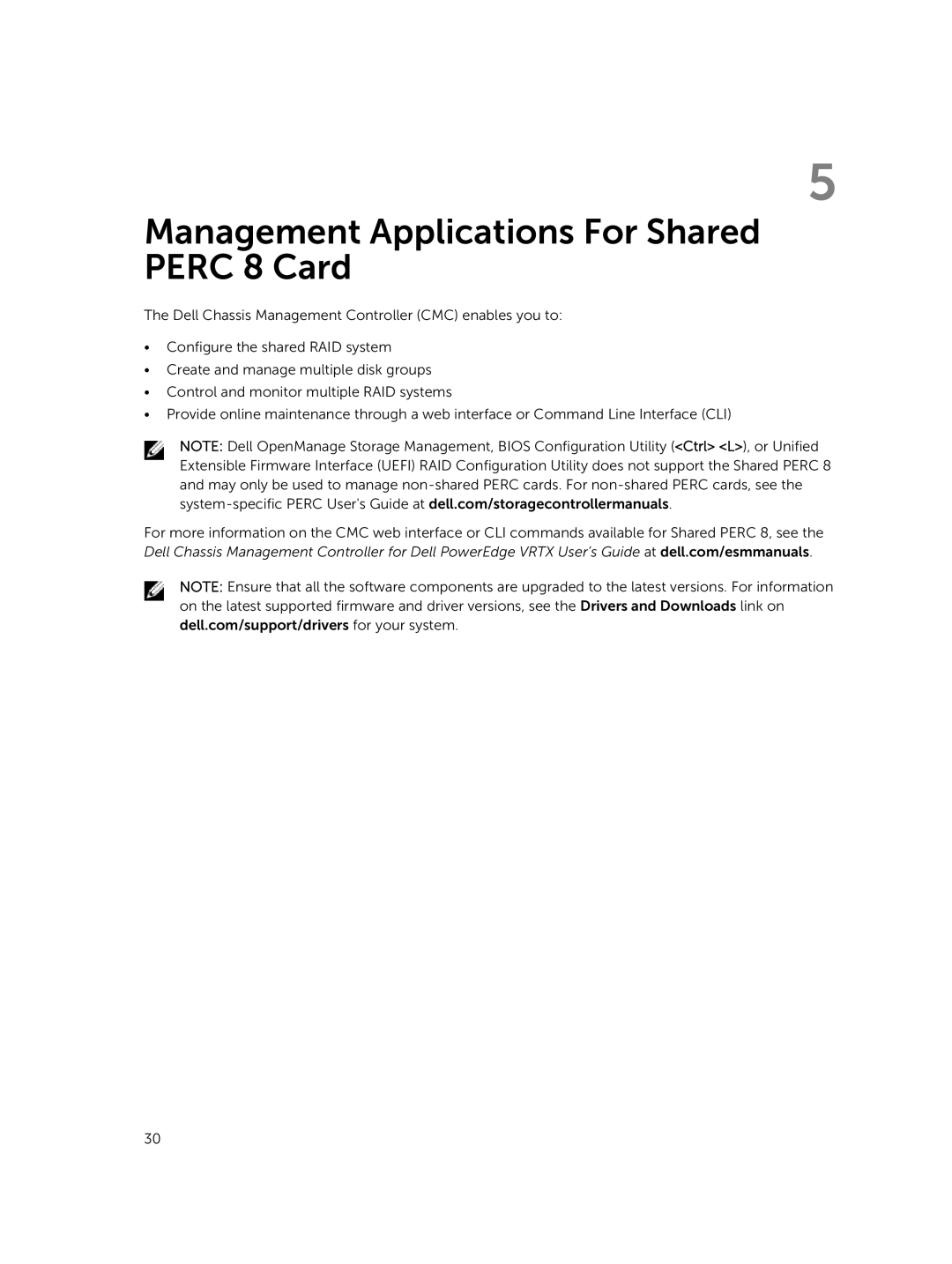 Dell UCPM-800 manual Management Applications For Shared Perc 8 Card 