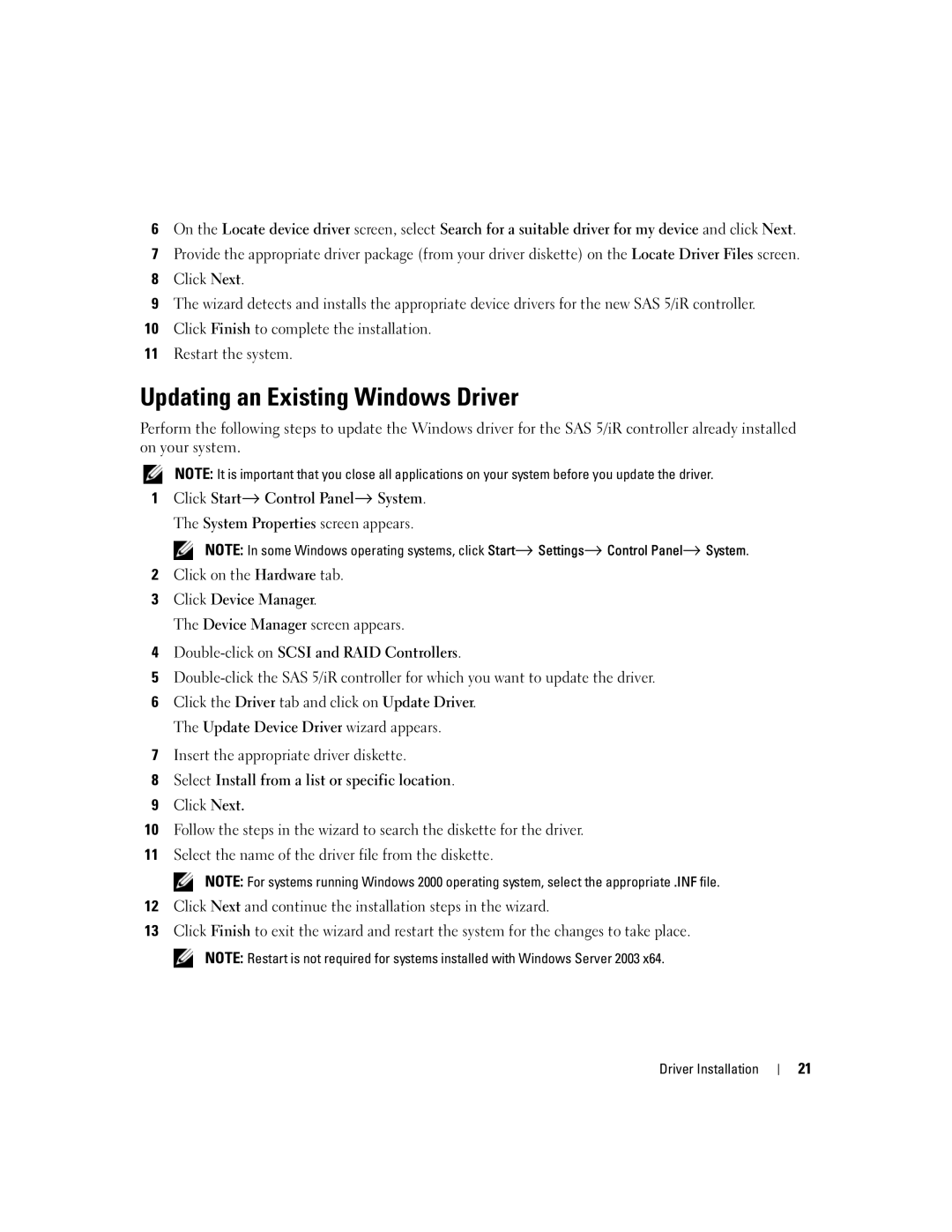 Dell UCS-51 manual Updating an Existing Windows Driver 