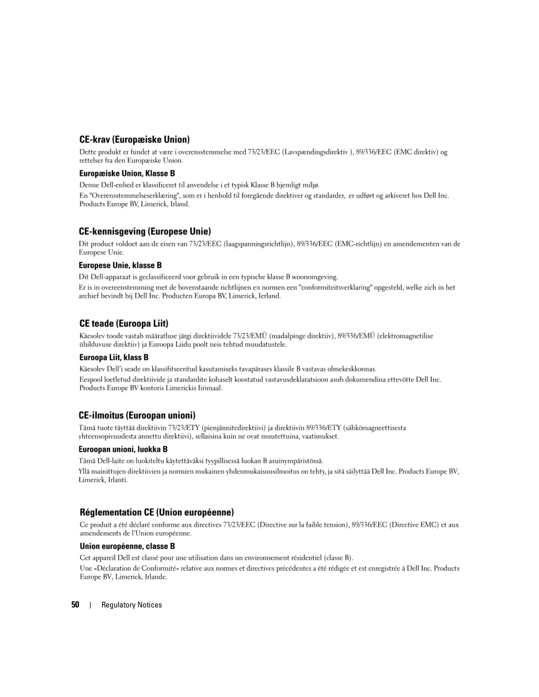 Dell UCS-51 manual Regulatory Notices 