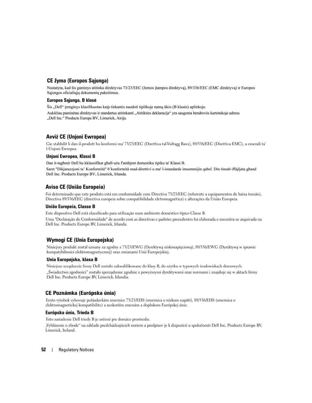 Dell UCS-51 manual Regulatory Notices 