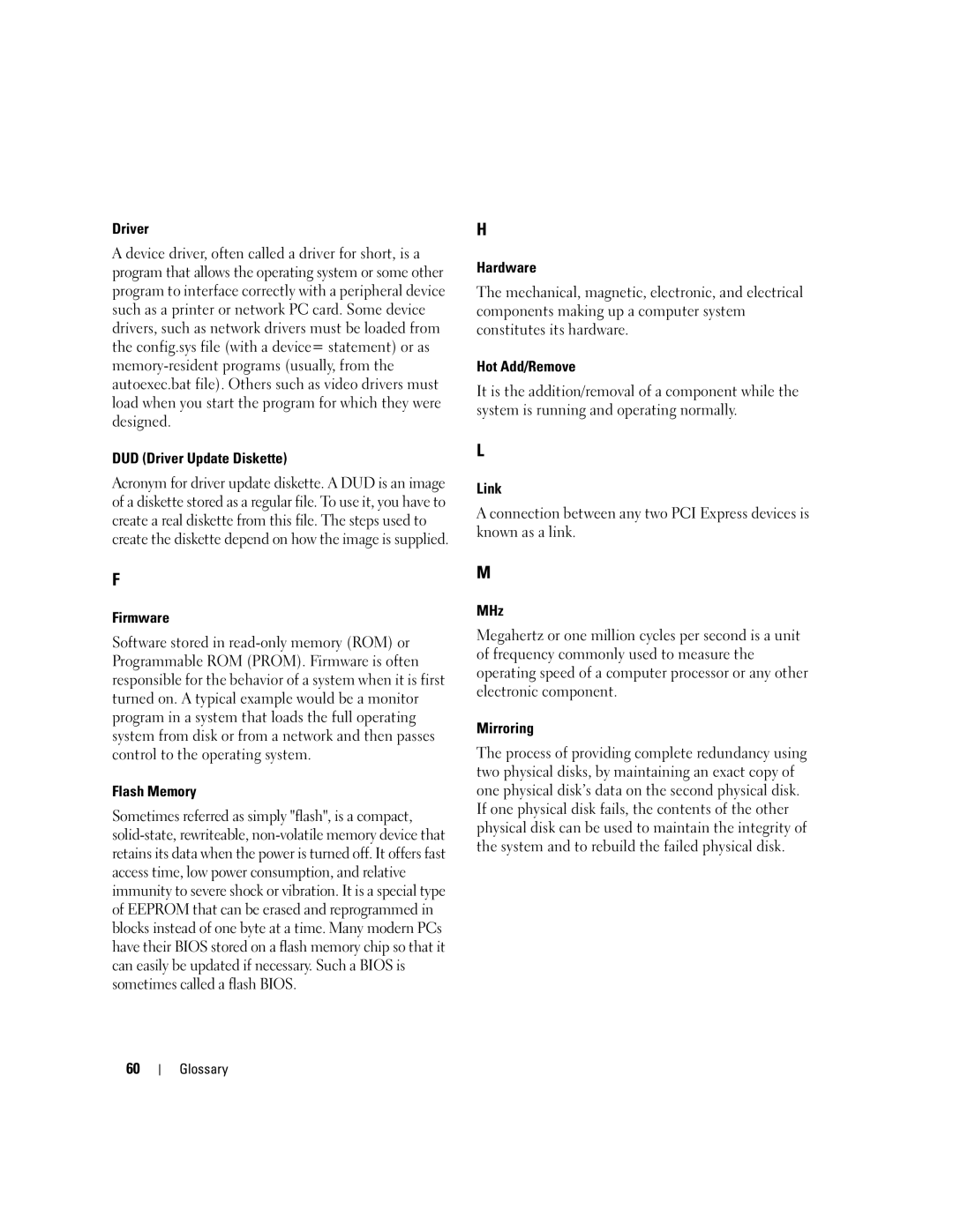 Dell UCS-51 manual Glossary 