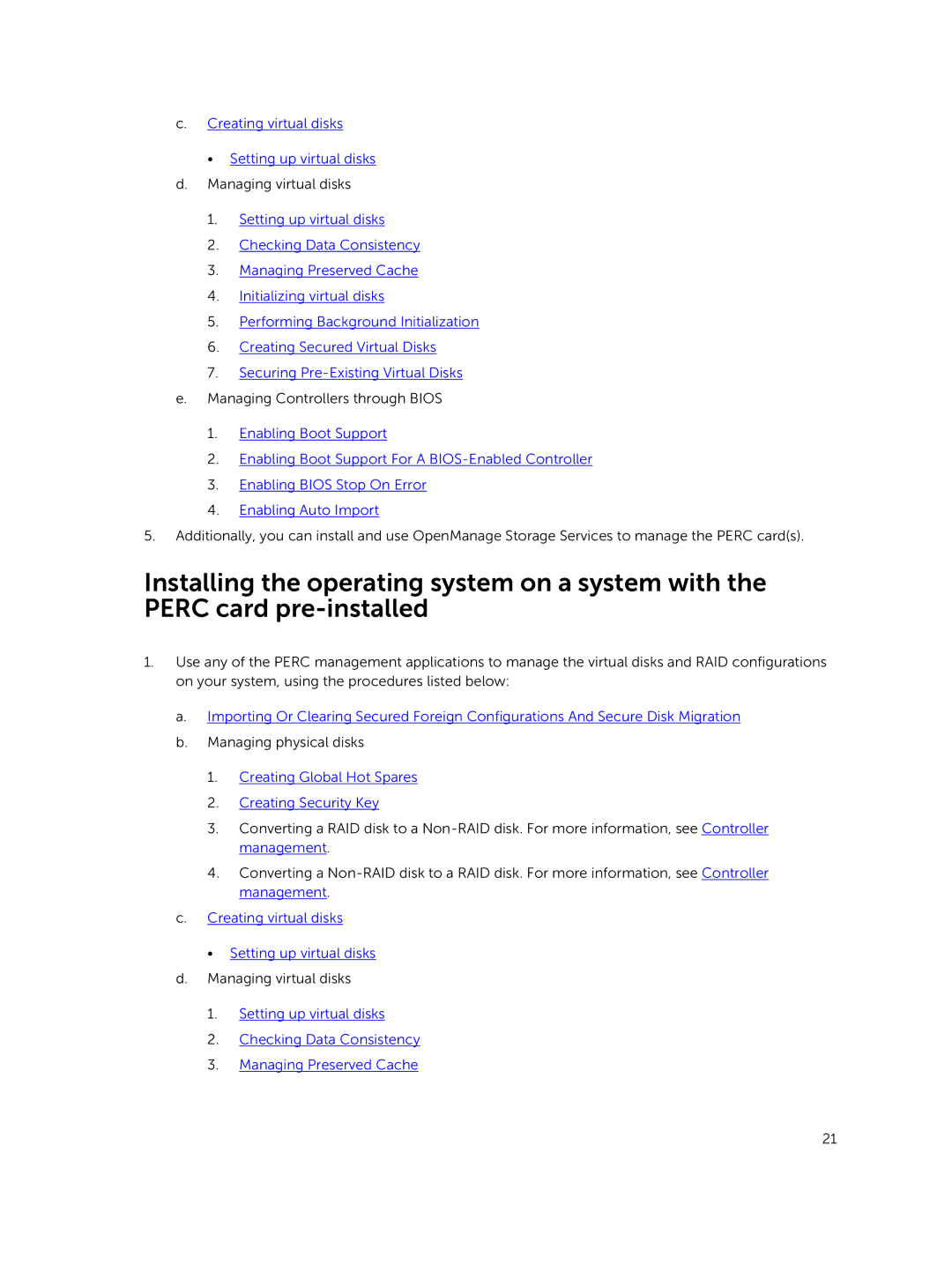 Dell UCSB-900, UCSE-900, UCSA-901, UCPA-901, UCPB-900, and UCPE-900 manual Creating virtual disks Setting up virtual disks 