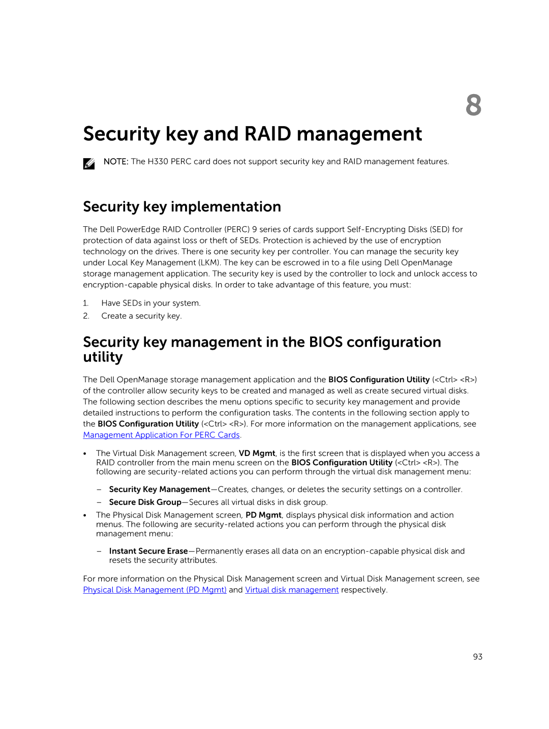 Dell UCSB-900, UCSE-900, UCSA-901, UCPA-901, UCPB-900 manual Security key and RAID management, Security key implementation 