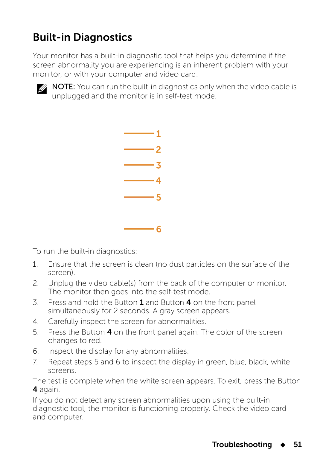 Dell UP2414Q manual Built-in Diagnostics 