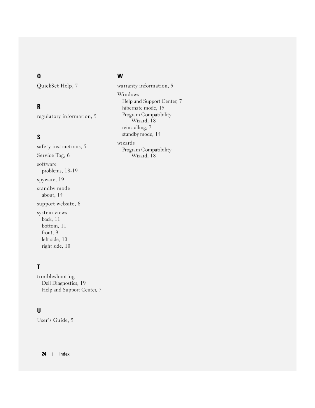 Dell UY708 manual Index 