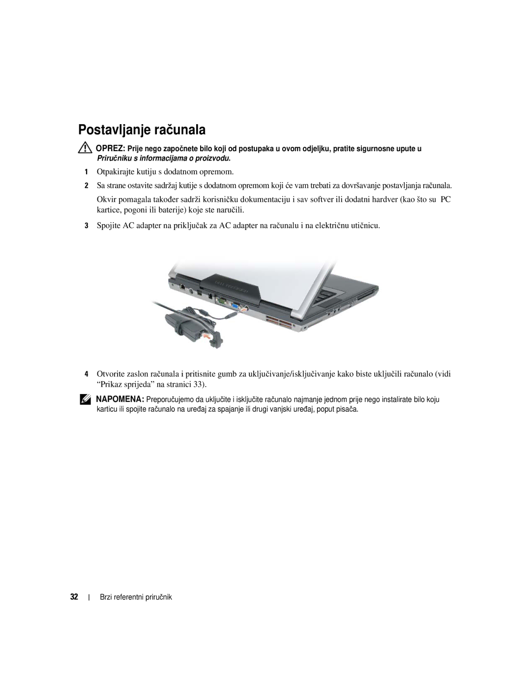 Dell UY708 manual Postavljanje računala 