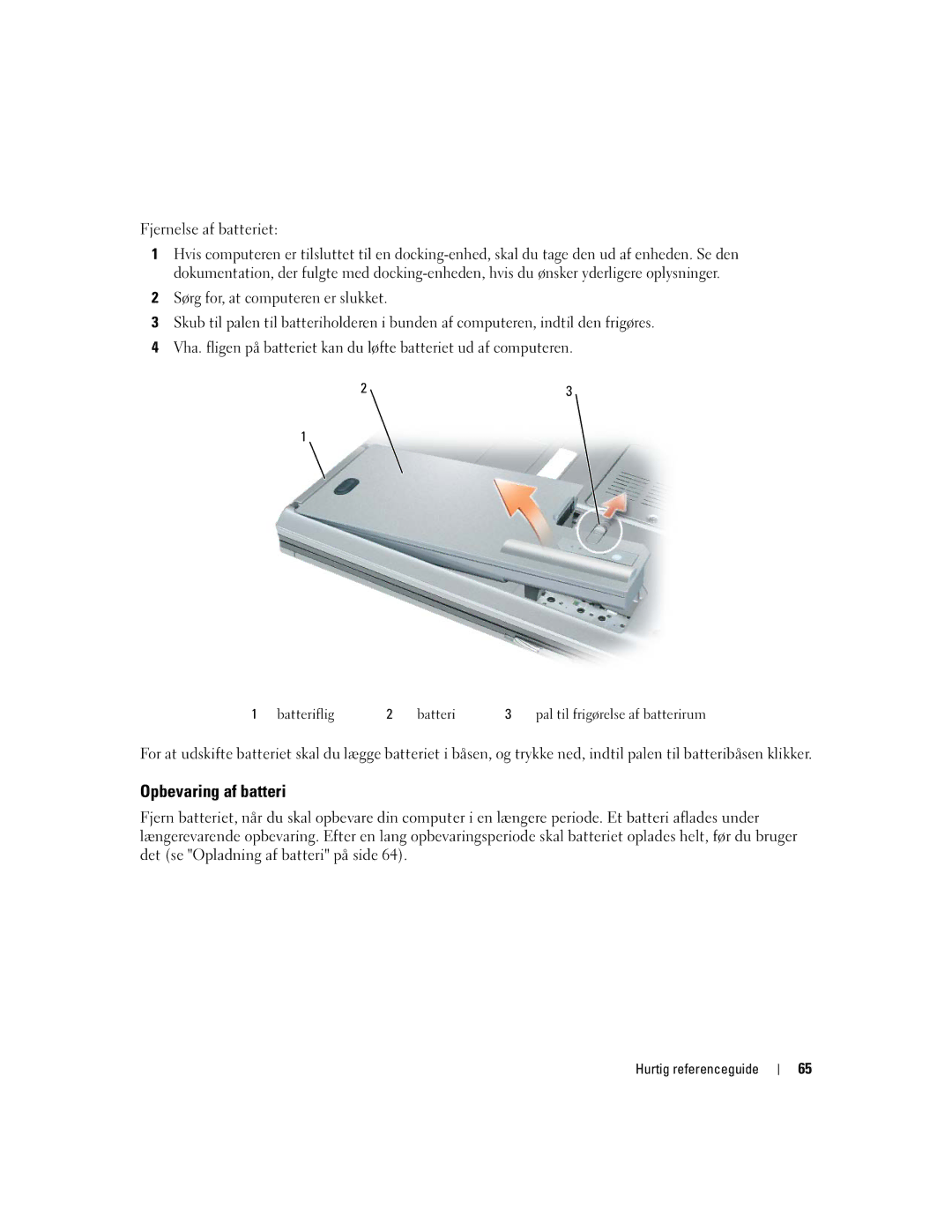 Dell UY708 manual Opbevaring af batteri 