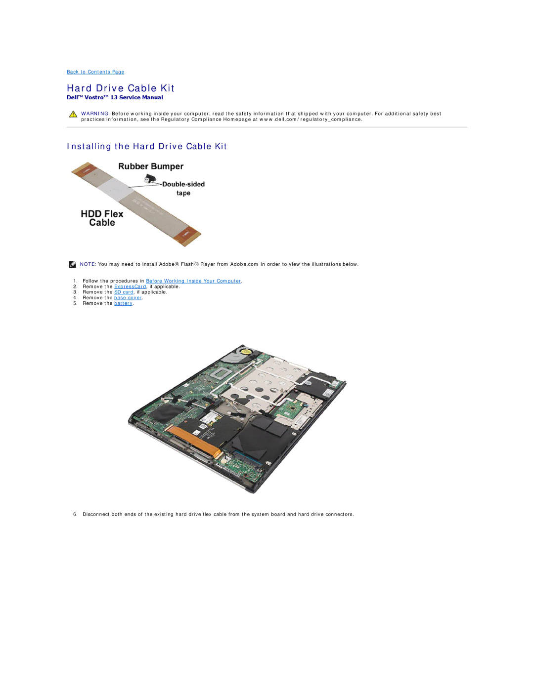 Dell V13 specifications Installing the Hard Drive Cable Kit 