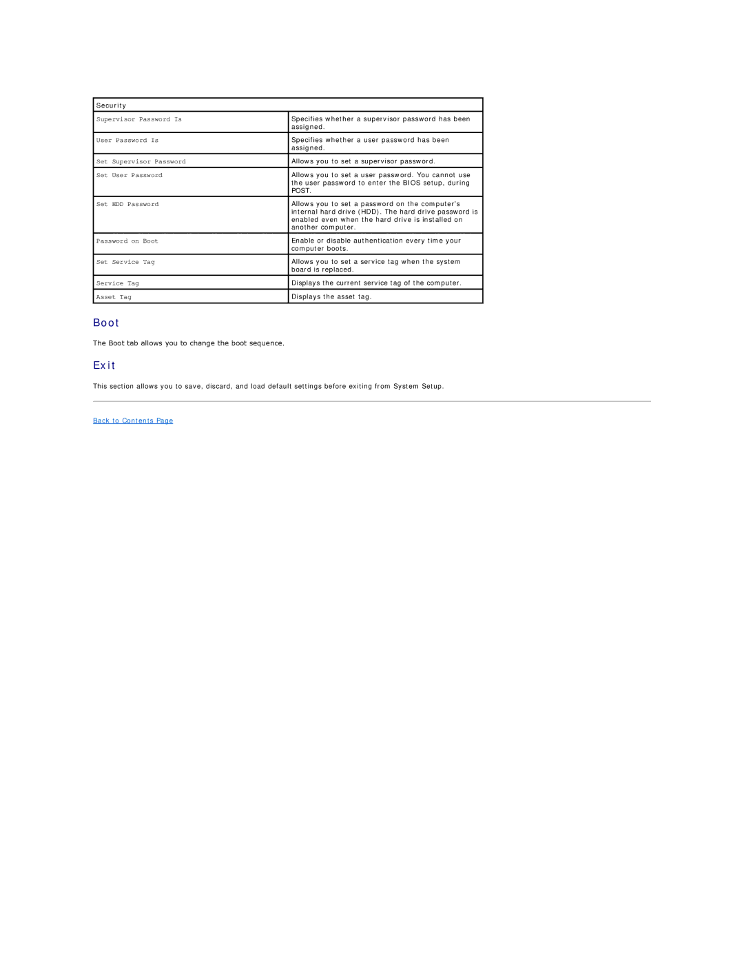 Dell V13 specifications Security, Post 