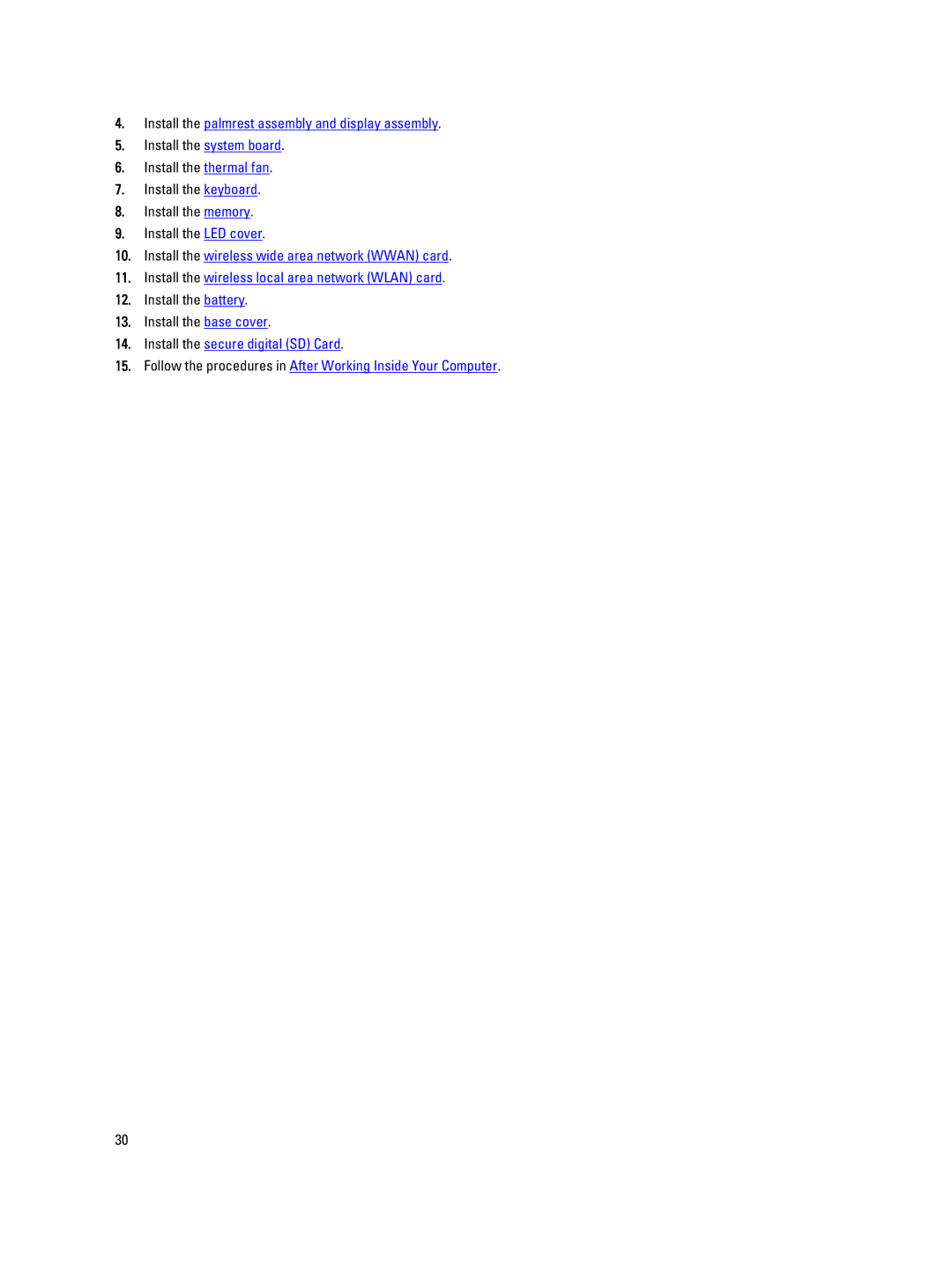 Dell V130 service manual Install the palmrest assembly and display assembly 