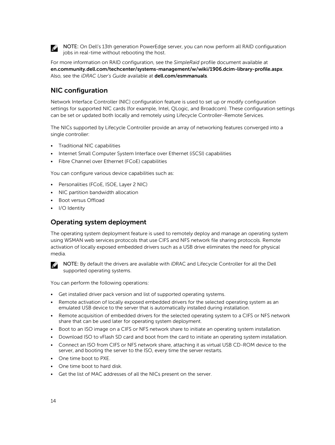 Dell v2.10.10.10 quick start NIC configuration, Operating system deployment 