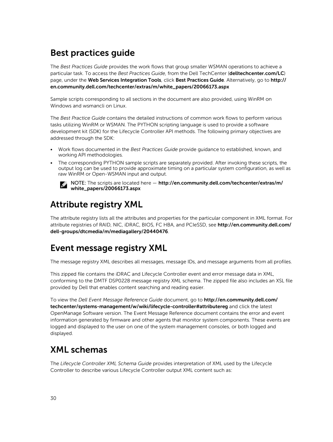 Dell v2.10.10.10 quick start Best practices guide, Attribute registry XML Event message registry XML, XML schemas 