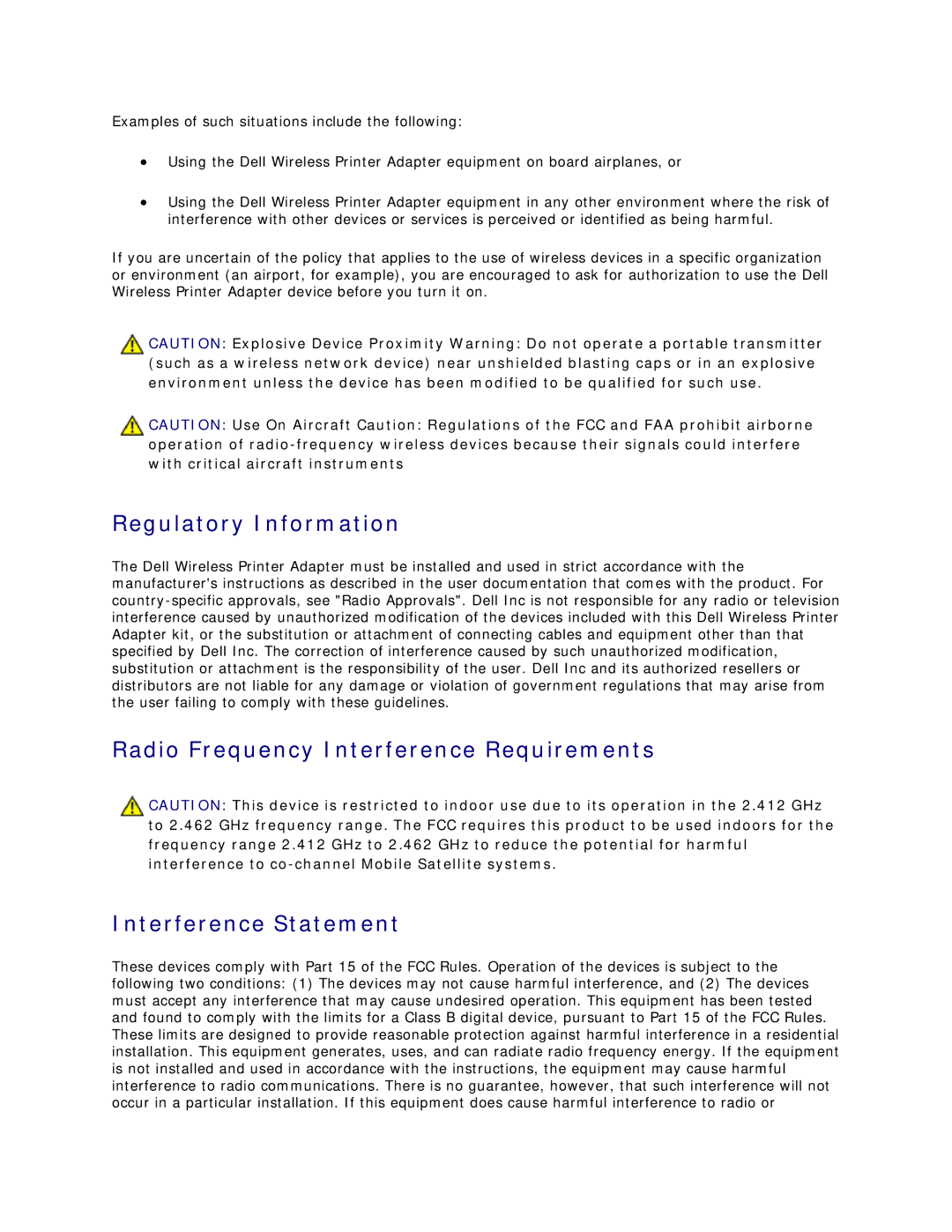 Dell V305 owner manual Regulatory Information 