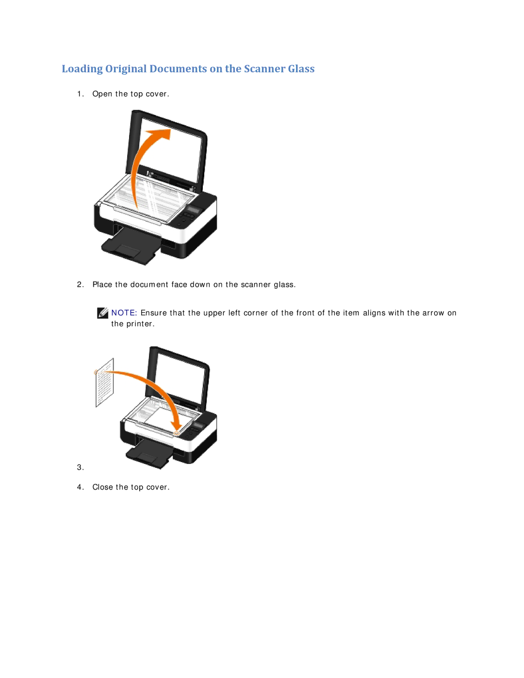 Dell V305 owner manual Loading Original Documents on the Scanner Glass 