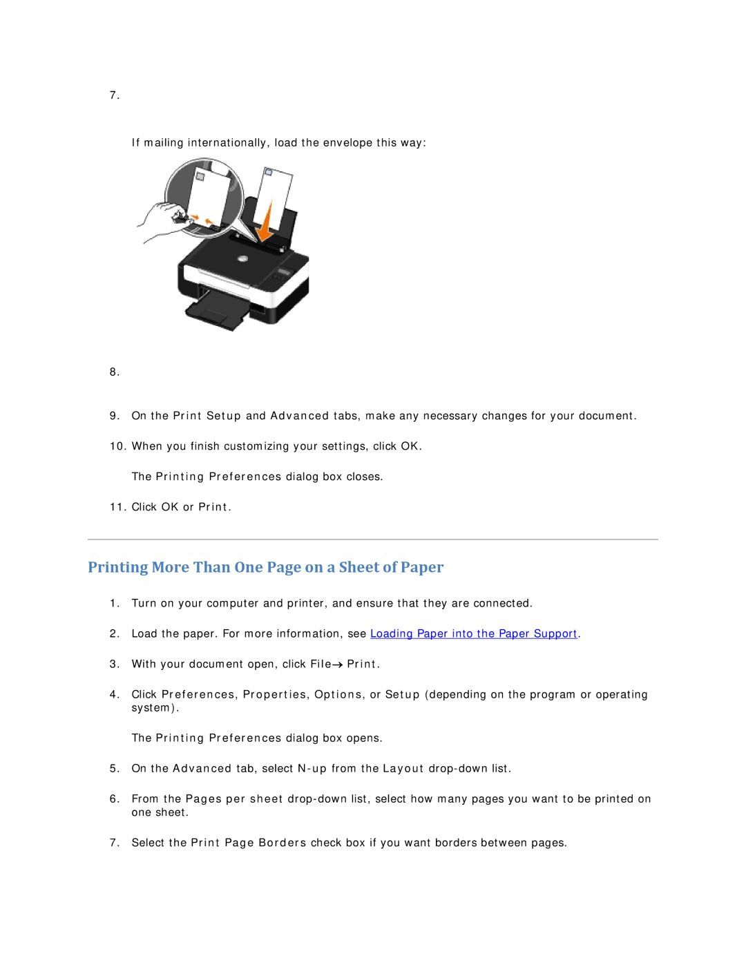 Dell V305 owner manual Printing More Than One Page on a Sheet of Paper 