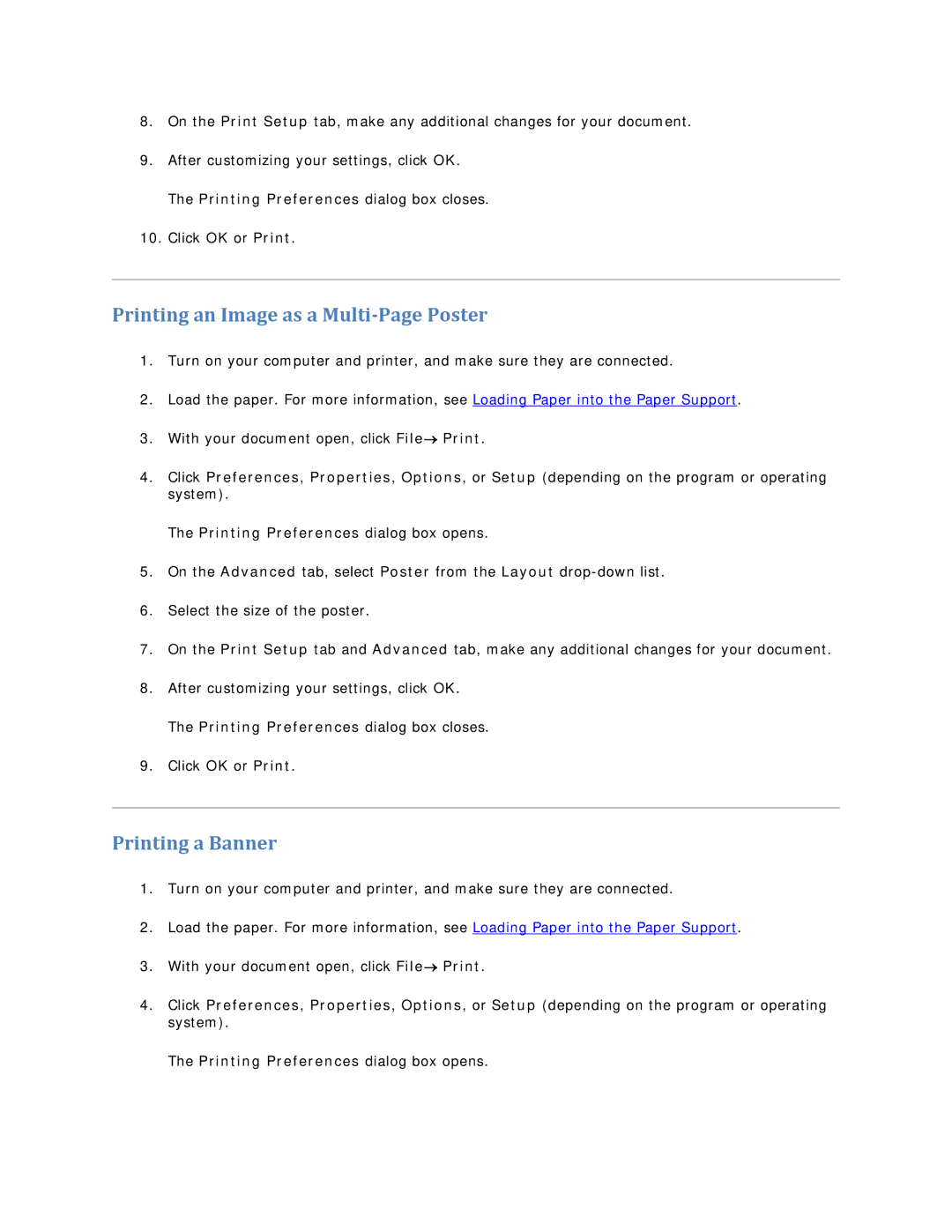 Dell V305 owner manual Printing an Image as a Multi­Page Poster, Printing a Banner 