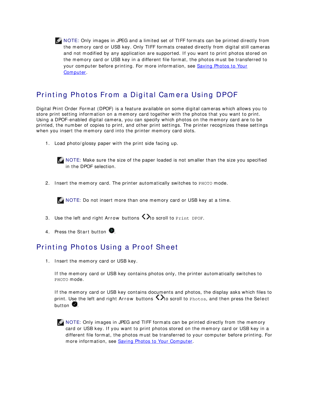 Dell V305 owner manual Printing Photos From a Digital Camera Using Dpof, Printing Photos Using a Proof Sheet 