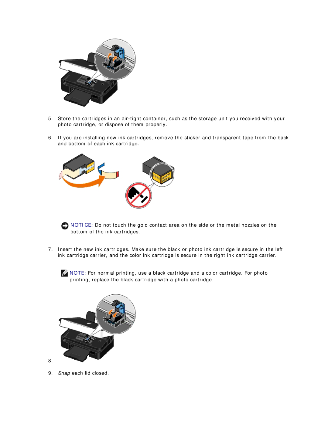 Dell V305 owner manual Snap each lid closed 