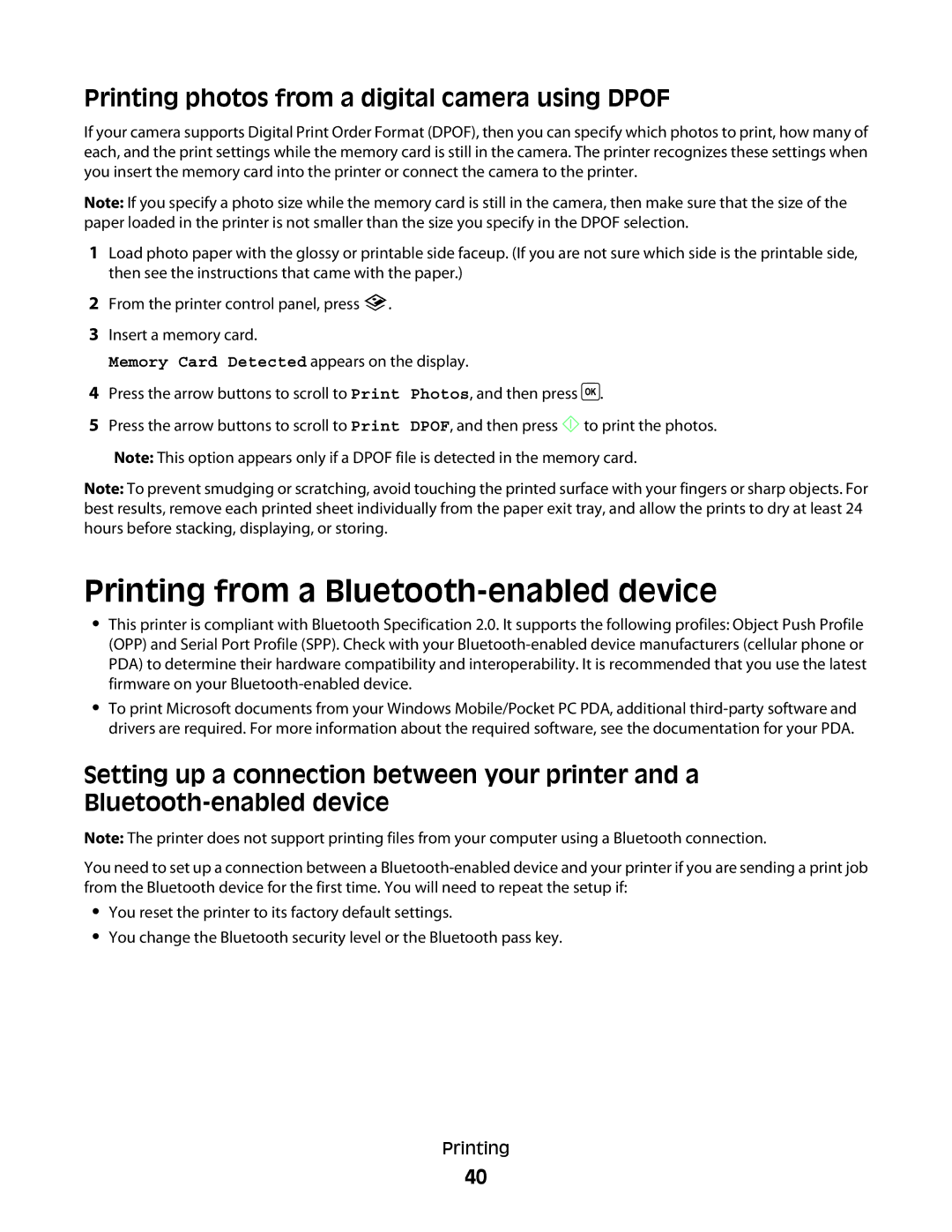 Dell V310 manual Printing from a Bluetooth-enabled device, Printing photos from a digital camera using Dpof 